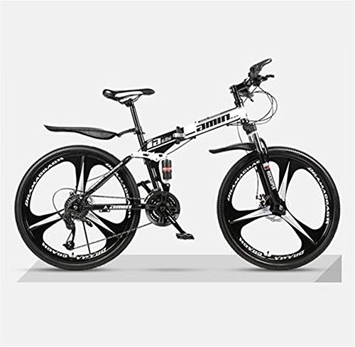 Folding Bike : JHKGY Bikes Folding Bicycle Mountain Bike Dual Disc Brake, Lightweight Carbon Steel Full Suspension Frame, Lightweight And Durable for Men Women Bike, white, 24 inch 27 speed