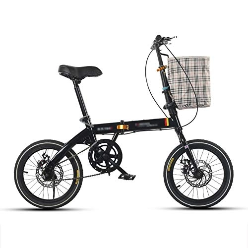 Folding Bike : JHNEA 16 Inch Folding Bike, Single Speed Low Step-Through Steel Frame Foldable Compact Bicycle with Carrying Bag and Comfort Saddle Urban Riding and Commuting, Black