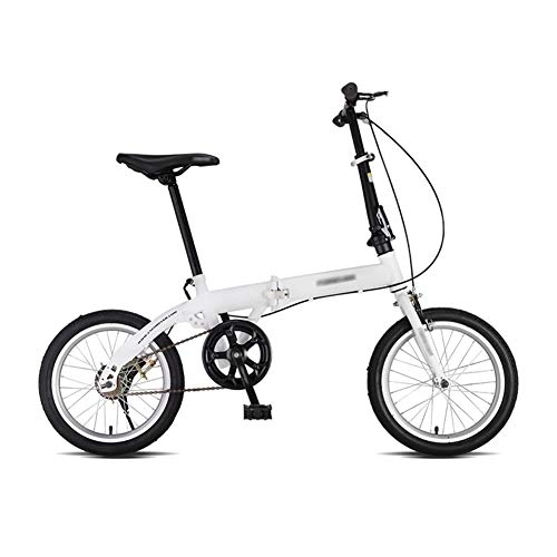 Folding Bike : JHNEA Single Speed Foldable Bicycle, with Comfort Saddle 16 Inch Folding Bike Low Step-Through Steel Frame Urban Riding and Commuting, White
