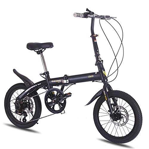 Folding Bike : JHTD Outdoor Sports 16Inch 6Speed Folding Bike, Ultralight Aluminum Frame Alloy Gears Foldable Bicycle for Commuter Men and Women