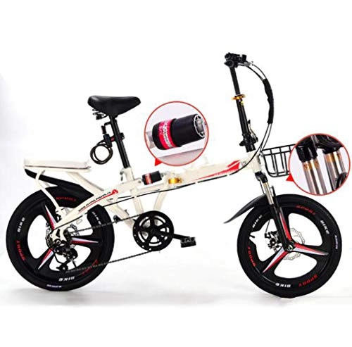 Folding Bike : JI TA Adult Folding Bicycle Lightweight Unisex Men City Bike 19-inch Wheels Aluminium Frame Ladies Shopper Bike With Adjustable Handlebar & Seat, 6 speed, Disc brake / white