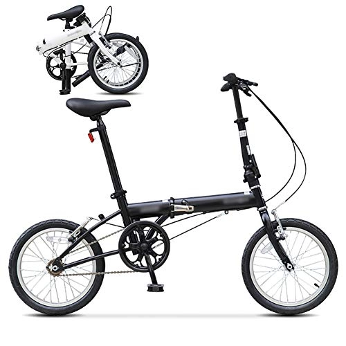 Folding Bike : JI TA Foldable Bicycle 16 Inch, Folding Mountain Bike, Unisex Lightweight Commuter Bike, MTB Bicycle / Black