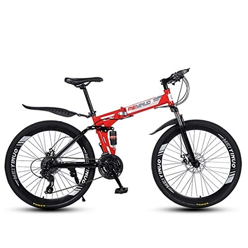 Folding Bike : JIAODIE Foldable Mountain Bike 26 Inches, MTB Bicycle with 40 Cutter Wheel, Disc Brake Bicycle Folding Bike Fits Most Adult Teens Etc, Red