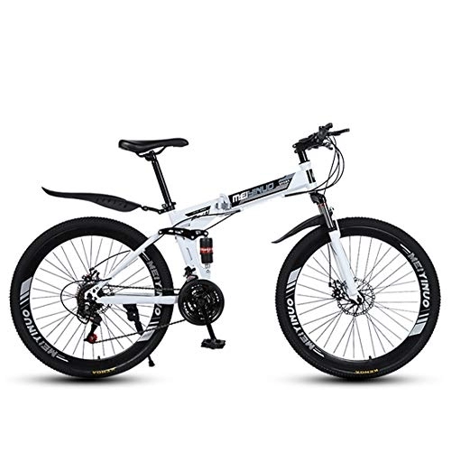 Folding Bike : JIAODIE Foldable Mountain Bike 26 Inches, MTB Bicycle with 40 Cutter Wheel, Disc Brake Bicycle Folding Bike Fits Most Adult Teens Etc, White