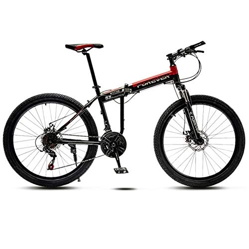 Folding Bike : JIAOJIAO Adult Off-Road Mountain Folding Bicycles Men'S And Women'S Bicycles Variable Speed Double Shock Absorption Student Light Bike-Spokes Red_24 Inch 21 Speed For Height 150-170Cm