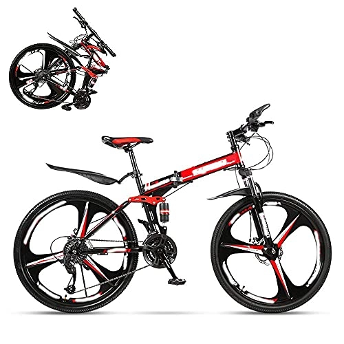 Folding Bike : JIAWYJ YANGHAO-Adult mountain bike- Folding Adult Bicycle, 24 Inch Variable Speed Mountain Bike, Double Shock Absorber for Men and Women, Dual Disc Brakes, 21 / 24 / 27 / 30 Speed Optional YGZSDZXC-04