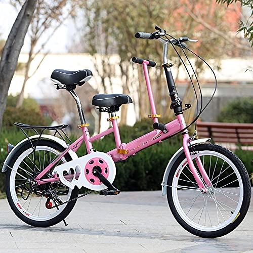 Folding Bike : JieDianKeJi Folding Bicycles 20 inch Parent-child Foldable Bicycles Portable Lightweight City Travel Exercise for Adults Men Women Kids Children Variable-Speed