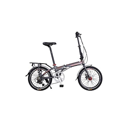 Folding Bike : Jinan 20 Inch Aluminum Alloy Folding Bicycle 7-speed Variable Speed Flywheel Double Disc Brakes Men And Women Road Mountain Small Sports Car Student Bicycle F20 Matt Gray