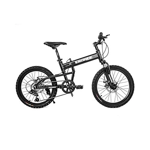 Folding Bike : Jinan 20-inch Folding Mountain Bike Bicycle Aluminum Alloy Bicycle Youth Student Variable Speed Shock-absorbing Cross-country Bicycle Yellow / black / white 6-speed (Color : Black, Size : 26 Inch)