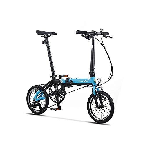 Folding Bike : Jinan DAHON Folding Bicycle 14 Inch 3 Speed Small Wheel Urban Commuter Version K3 Men And Women Bicycle KAA433 Black And Blue (Color : Black And Blue, Size : 14 Inch)