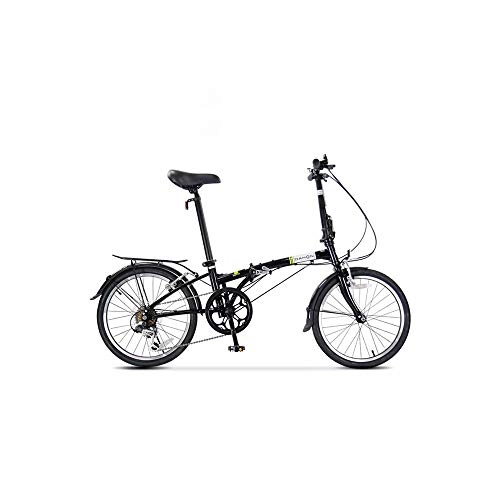 Folding Bike : Jinan DAHON Folding Bicycle 20 Inch 6 Speed Adult Men And Women Leisure Bicycle HAT060 Black / White (Color : Black)
