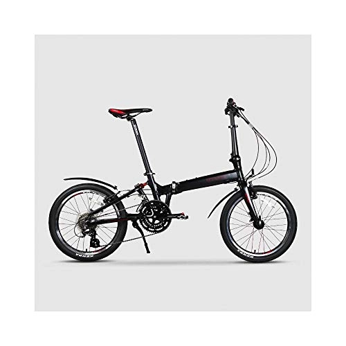 Folding Bike : Jinan Folding Bicycle 20 Inch 24 Speed Aluminum Frame Climbing King And Men And Women FBI-AX1 (Color : Black)
