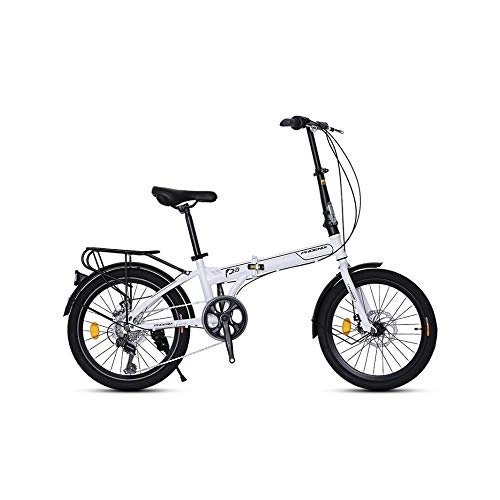 Folding Bike : Jinan Phoenix Folding Bicycle 20 Inch Adult Men And Women Ultra Light Portable 7 Speed Small Wheel Cross Country Adult Cycling Black / Red / Orange / White (Color : White)