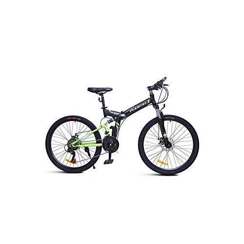 Folding Bike : Jinan Phoenix Folding Bike For Men And Women Double Shock Absorption 24 Speed Adult Double Disc Brakes Mountain Bike A3.0 26 Inch Black Green (Color : Black Blue)