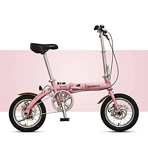 Folding Bike : JINDAO foldable bicycle Small folding bicycle can be put in the trunk 14 inches. Suitable for work, school and play (Color : Pink)