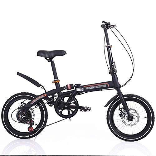 Folding Bike : JINHH 16 Inch Loop Folding Bike Ultra Light Portable Folding Bicycle Shock-absorbing 6 Speed For Casual Children Student Young Girl Car Bike Commuter