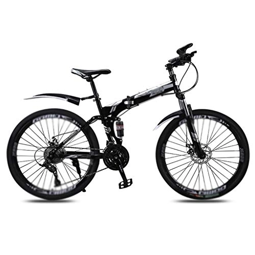 Folding Bike : Jixi Folding Mountain Bike Bicycle Men's Women's Variable Speed Double Shock Absorption Ultra Light Portable Off-road Bicycle (Color : 30 speed, Size : 5-24in)