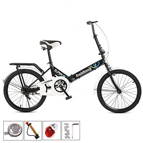 Folding Bike : JIZHENG 20 inch foldable lightweight mini bicycle small portable bicycle adult student mountain bike outdoor fashion and convenient-black_20 inches