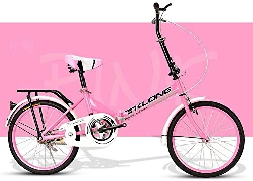 Folding Bike : Jjwwhh 20-Inch Folding Bicycle, Adult Student'S Bicycle Can Be Used By Working People To Work and Go Out To Play, Pink