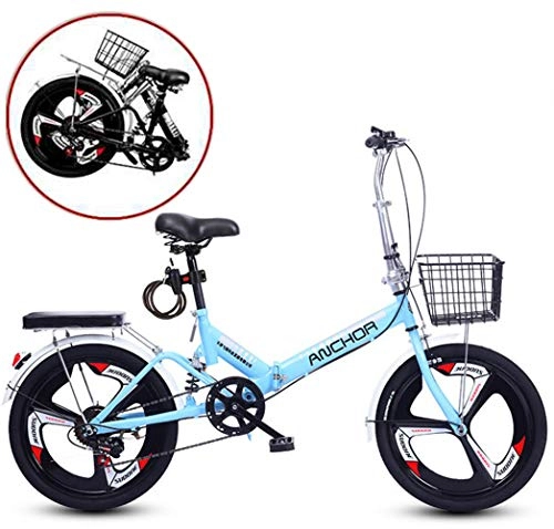 Folding Bike : Jjwwhh 20-Inch Folding Speed Bicycle, Mountain Bike, Damping Bicycle Unisex, Folding Bicycle with Double Disc Brake, Adult Bicycle / bule / Variable speed