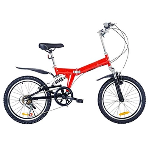 Folding Bike : JKC Foldable 20 Inches Portable Bike, 18KG Lightweight 6 Speed, Comfort Speed Wheel Folding Bike for Student Men Women Lightweight Folding Red