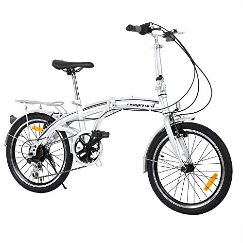 Folding Bike : JKC Folding Mini Bike, 20 Inch Brakes 7 Speed Variable Speed Bicycle, Adjustable Seat Cycling Bikes, Adult Student Lightweight Bike