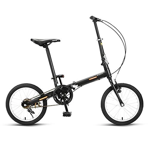 Folding Bike : JKCKHA Adult Folding Bike, Ultra Light Folding Bicycle, 16-Inch Wheels, Fashion Lightweight Bicycle, Multiple Colors, Black