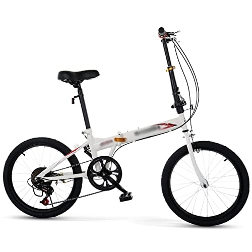 Folding Bike : JKGHK 20 Inch Folding City Bicycle, 6 Speed Foldable Bicycle Steel Frame Brake Rear Suspension Lightweight Commuting Bike, Front U-Brake Folding Bike for Men Women, A