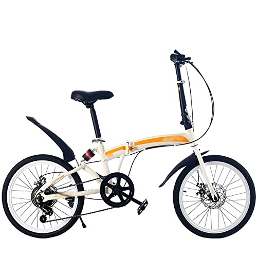 Folding Bike : JKGHK 20 Inch Folding City Bike Bicycle, Carbon Steel Foldable Bicycle Small Unisex Folding Bicycle 7-Speed Variable Speed, Adjustable Saddle Handlebars Adult Portable Bicycle, A