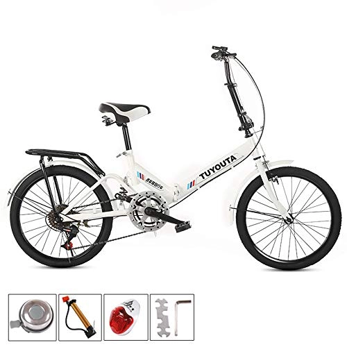 Folding Bike : JKGHK foldable bicycle 20 Inch Folding Bike for Adult Men and Women Teens, Mini Lightweight Bicycle for Student Office Worker Urban Environment, High Tensile Carbon steel car