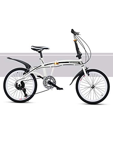Folding Bike : JKGHK foldable bicycle Folding Bike-Carbon steel car Frame 6-Speed 20-Inch Folding Bike with Fenders
