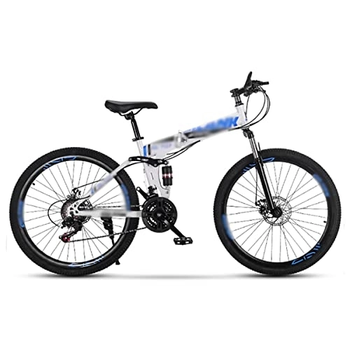 Folding Bike : JKGHK Folding Mountain Bike 24 Inch for Men Women Adults High-Carbon Steel MTB Bicycle Outdoor Exercise Foldable Road Bikes with 21 Speed Dual Disc Brakes Non-Slip Wheel Set, A