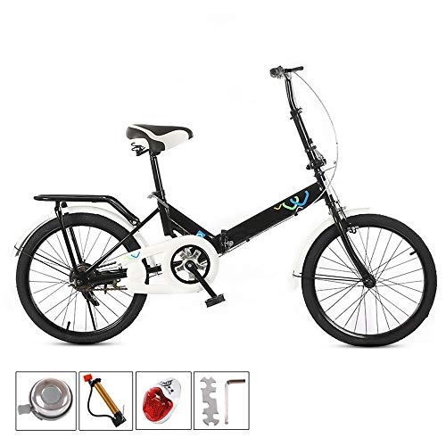 Folding Bike : JKNMRL Bicycle, Portable Bicycle, Folding Cicycles, Shock-absorbing Bicycle, Bike can be Placed in the Trunk of the Car, Black