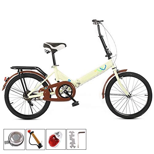 Folding Bike : JKNMRL Bicycle, Portable Bicycle, Folding Cicycles, Shock-absorbing Bicycle, Bike can be Placed in the Trunk of the Car, Yellow