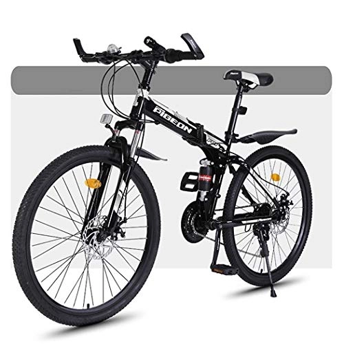 Folding Bike : JLFSDB Mountain Bike, Foldable MTB Bicycles, Full Suspension And Dual Disc Brake, 26 Inch Spoke Wheels (Color : Black, Size : 27-speed)