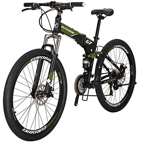 Folding Bike : JMC Folding Mountain Bike G7 Bicycle 27.5Inch Dual Disc Brake Foldable frame Bike MTB (Armygerrn spoke wheel)