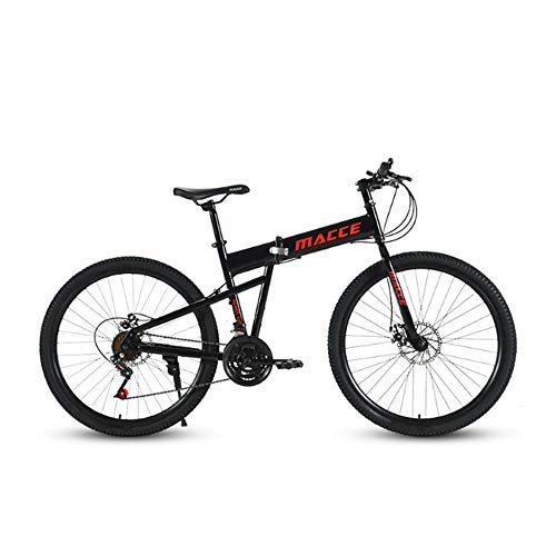 Folding Bike : jooe Mountain Bike Bicycle 24 Inch Wheels High Carbon Steel Folding Outroad Bicycles 21-Speed MTB Adult Student Outdoors Sport Cycling Road Bikes, Black