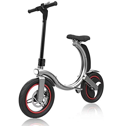 Folding Bike : JSZ Dolphin Electric Bike, 14 Inch Folding Portable E-Bike with Super Lightweight Aluminum Alloy Integrated Wheel, Shimano Pedal Assist Unisex Bicycle for Men And Woman, 36V 350W Rear Engine, Silver