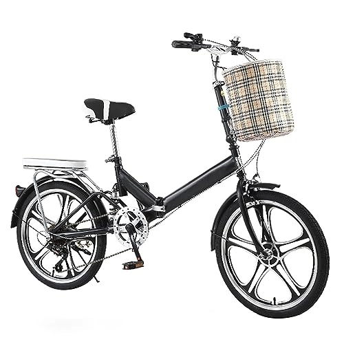 Folding Bike : JTBDWOSK Folding Wheel Portable Folding Bike 16 / 20 Inch Carbon Steel 7 Gear with Shock Absorption Easy To Fold for City And Camping, 16 inches