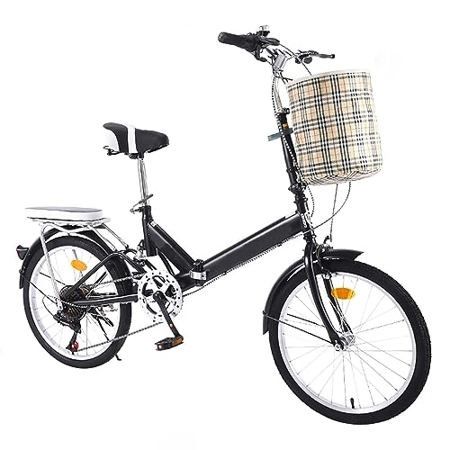 Folding Bike : JTBDWOSK Rickf Bike Foldable Bicycle Folding Bike 16 / 20 Inch Carbon -Rich Steel 7 Speed with V Brakes Easy To Fold in 10 Seconds, A, 16in