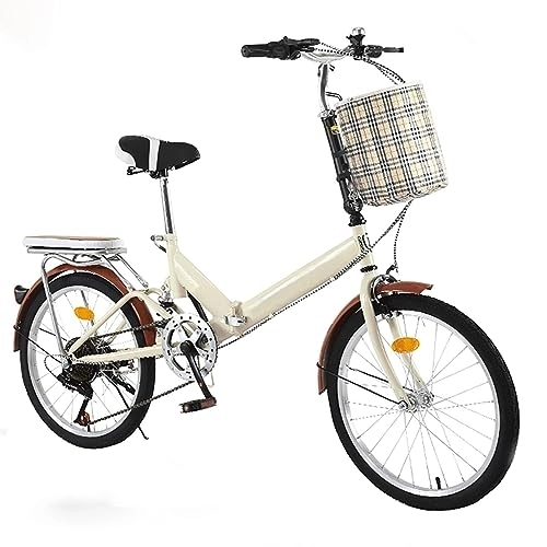 Folding Bike : JTBDWOSK Rickf Bike Foldable Bicycle Folding Bike 16 / 20 Inch Carbon -Rich Steel 7 Speed with V Brakes Easy To Fold in 10 Seconds, B, 20in