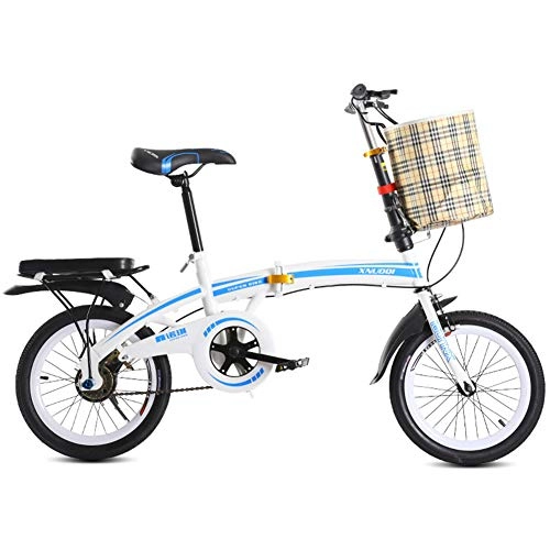 Folding Bike : JTYX 20 inch Folding Bicycle Adult Lightweight Compact Portable Women Men Folding Bicycle Student Children Mini Bicycle with Basket and Back Seat