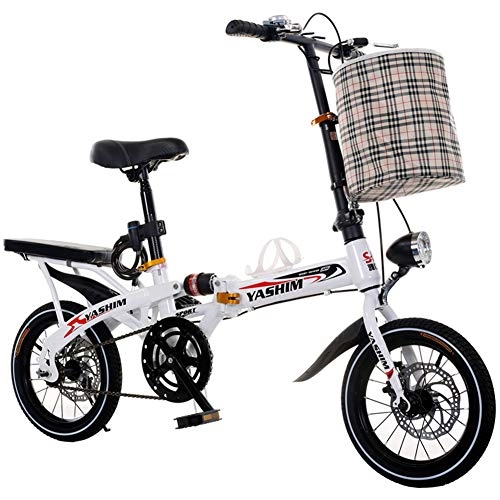 Folding Bike : JTYX Folding Bicycle Student Bicycle Men and Women Adult Ultralight Portable Mini Bike Work Folding Bike with Bicycle Headlight, 16 Inches / 20 Inches