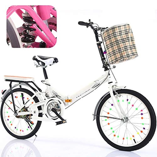 Folding Bike : JTYX Folding Bike for Men Women Lightweight Foldable Bicycle with Basket and Frame Mini Portable Bikes Adjustable for Student Kids, 16Inches / 20 Inches