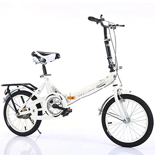 Folding Bike : JTYX Folding Bike for Men Women Work Lightweight Foldable Bicycle with Carbon Steel Frame Mini Portable Road Bikes Adjustable for Student Kids, 16Inches / 20 Inches