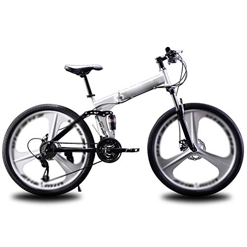 Folding Bike : JTYX Folding Bikes for Adult Variable Speed Foldable Mountain Bike 3 Cutter Wheels Road Bikes for Men and Women, 26 Inches