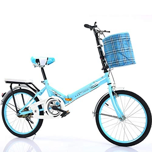 Folding Bike : JTYX Folding Bikes with Basket and Frame Mini Portable Bikes for Adults Kids Foldable Bicycle Unisex Adjustable Seat and Handlebar, 16 Inches / 20 Inches