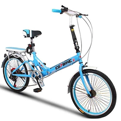 Folding Bike : Jue Foldable Bikes Folding Bicycle Ultra Light Portable Mini Small Wheel Speed Shock Absorption (20 Inch / 16 Inch) (Color : A)