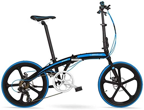 Folding Bike : Jue Folding Bikes Folding Bicycle 20 Inch Ultra Light Aluminum Alloy Shift Small Lightweight Men And Women Bicycle Student Leisure Light Bicycle (Color : Blue, Size : 20inches)