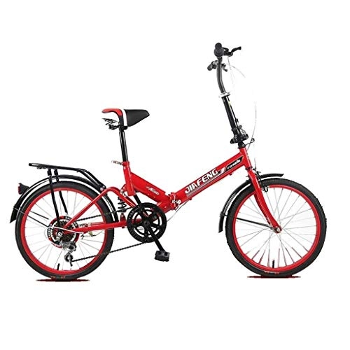 Folding Bike : Jue Folding Bikes Folding Bicycle Student Portable Bicycle High Carbon Steel Folding Bicycle Male And Female Students Folding Bicycle 20 Inch, 6 Speed (Color : Black, Size : 20inches)